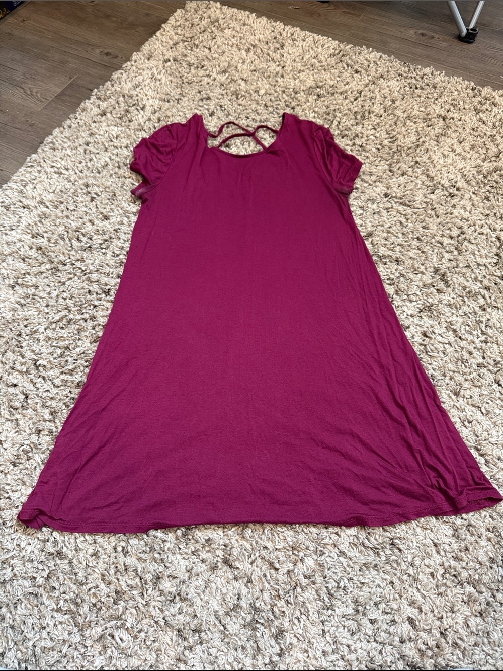 Mossimo Supply Co. Burgundy Short Sleeve Crisscross Back Dress